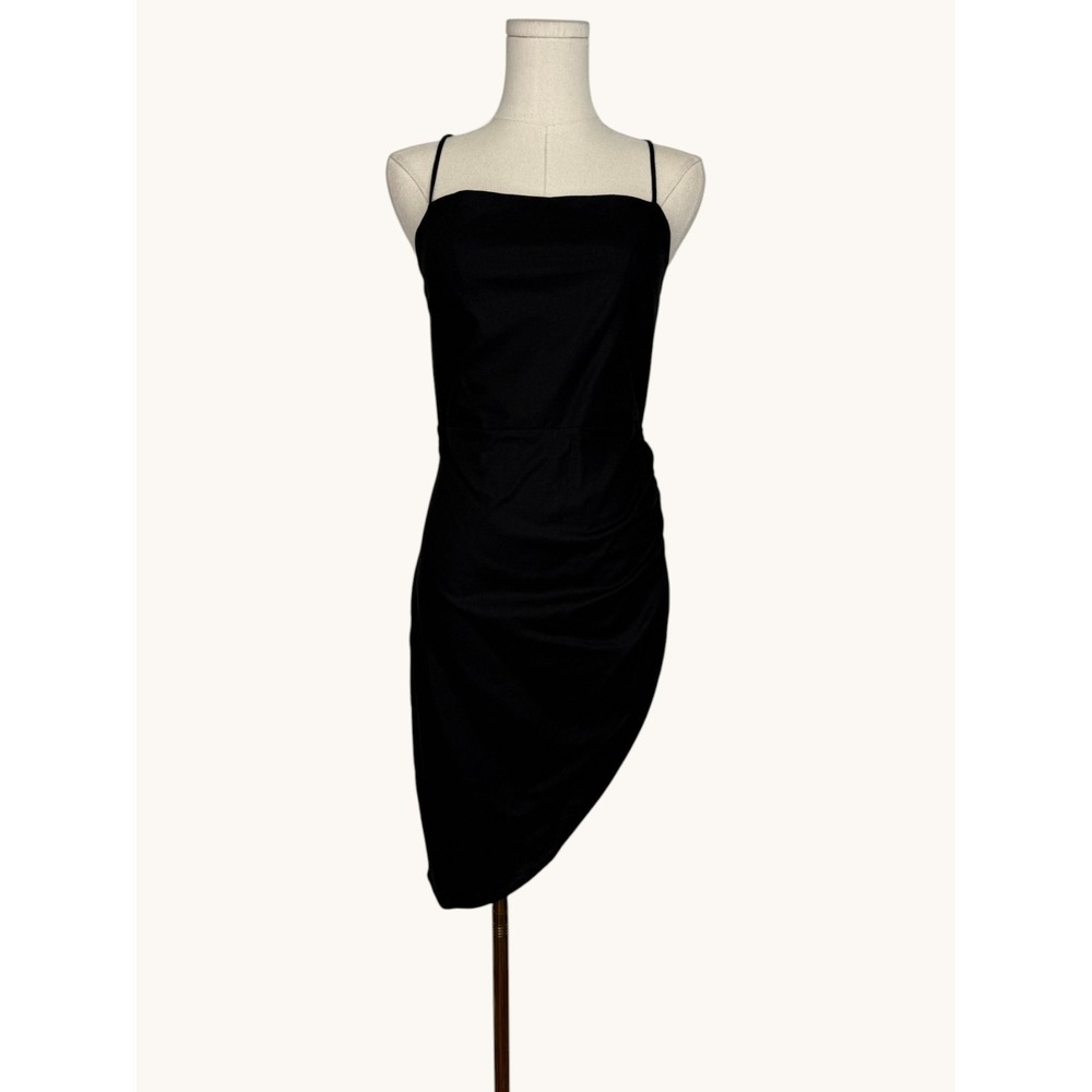 Lioness Rendezvous Mini Dress Black Asymmetrical Hem Open Back NWT Small